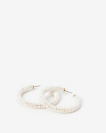 seed bead wrapped hoop earrings | Express
