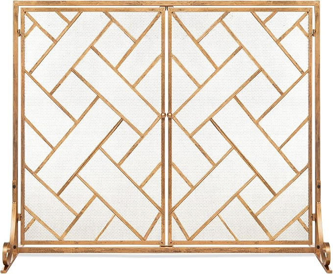 Best Choice Products 44x33in 2-Panel Handcrafted Wrought Iron Decorative Mesh Geometric Fireplace... | Amazon (US)
