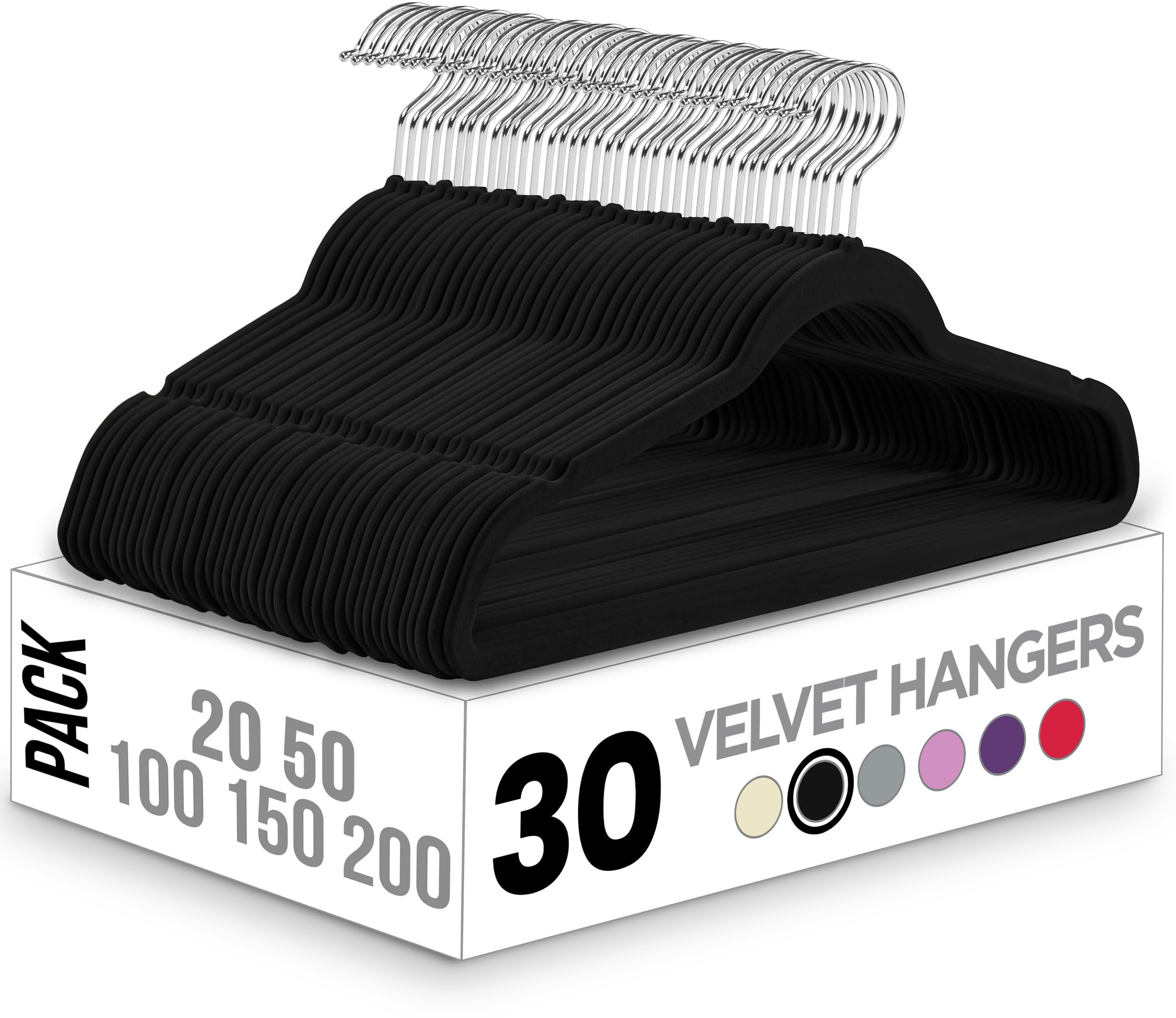 Utopia Home Velvet Hangers 30 Pack - Non-Slip Clothes Hanger Black with 360 Degree Rotatable Hook - Heavy Duty Coat Hanger - Pants Hangers | Amazon (US)