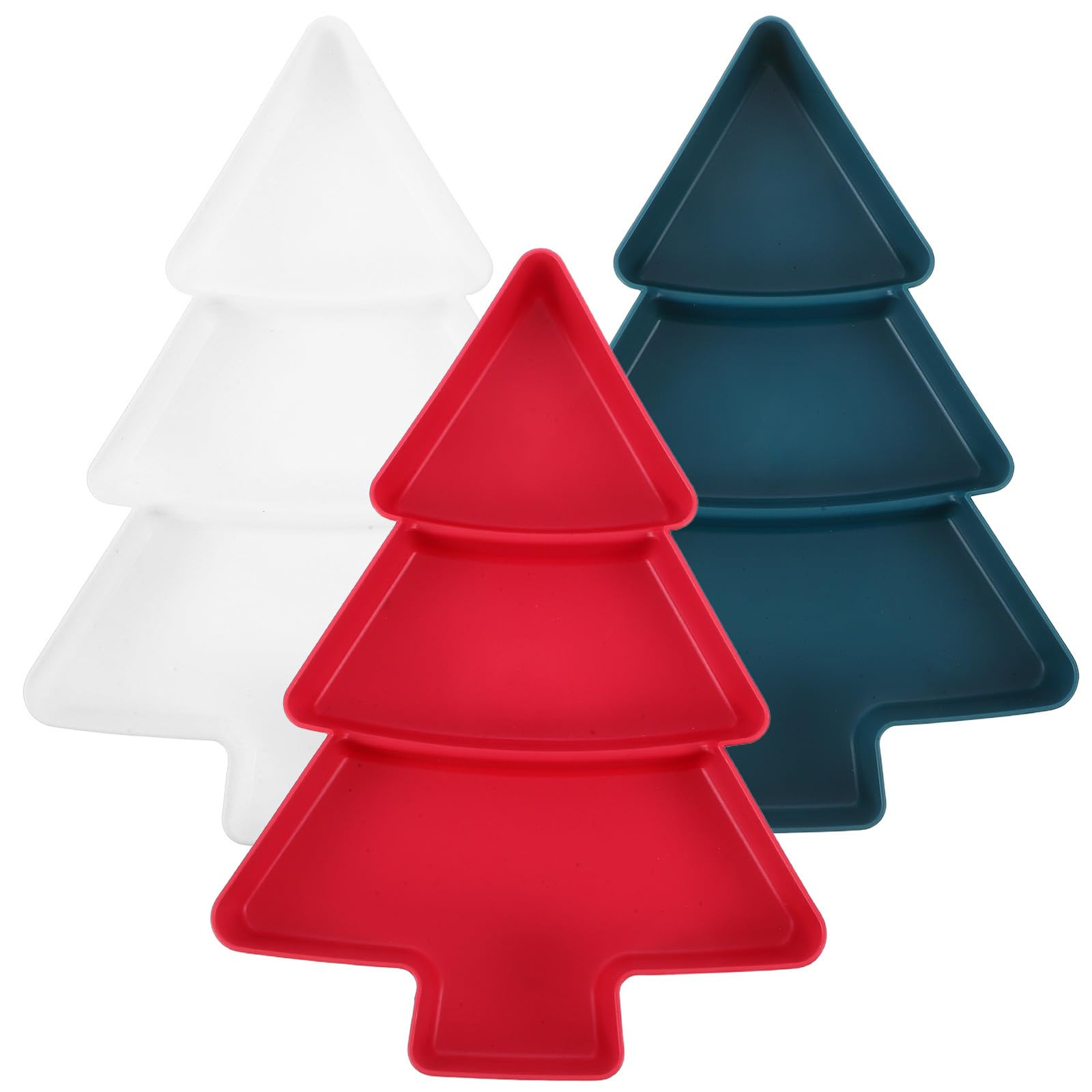 Ciieeo 3pcs Christmas Tree Shaped Plates: Reusable Divided Serving Tray for Holiday Snacks - Colo... | Amazon (US)