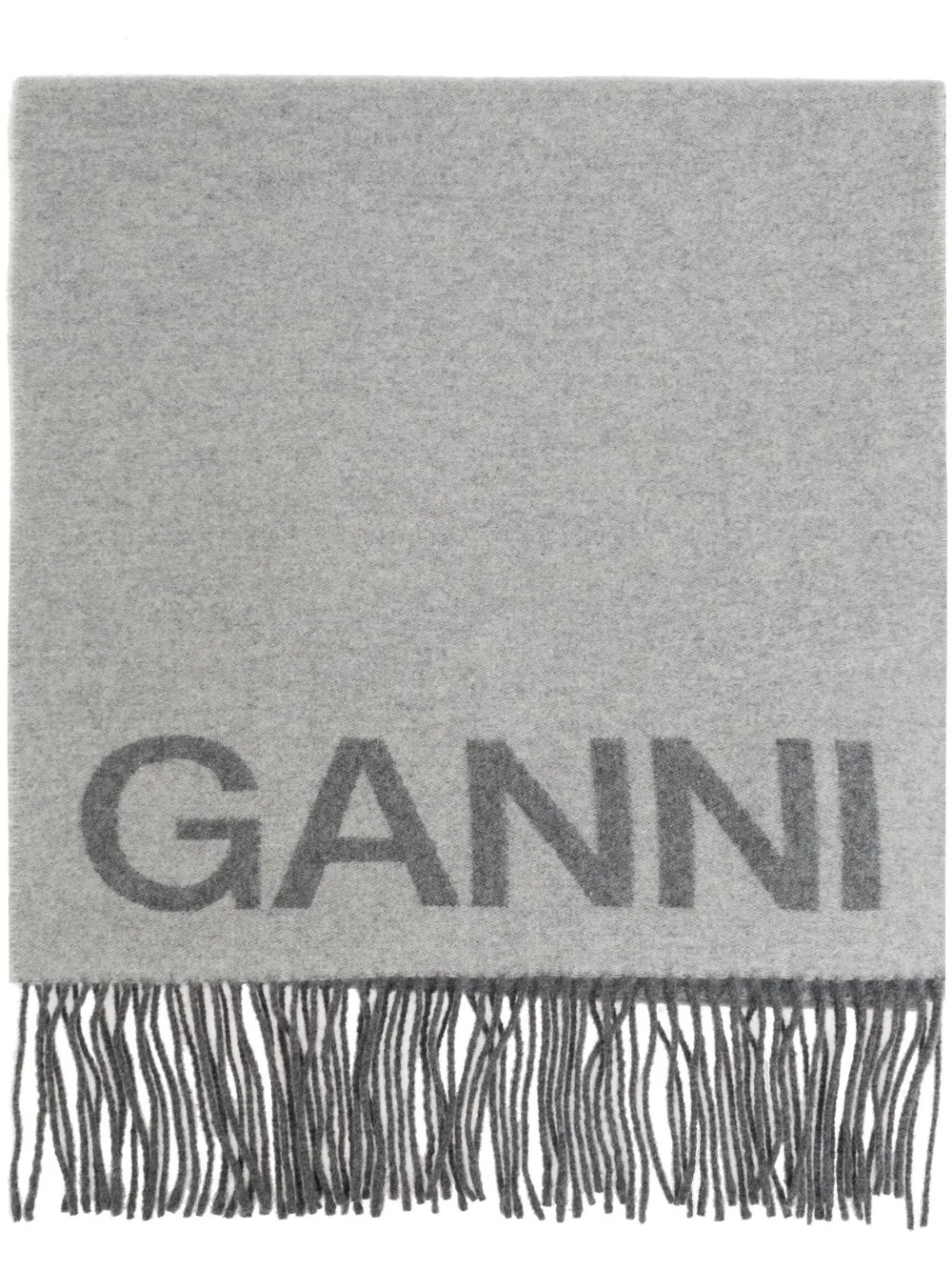 GANNI Logo fringe-detailing Scarf | Grey | FARFETCH UK | Farfetch Global
