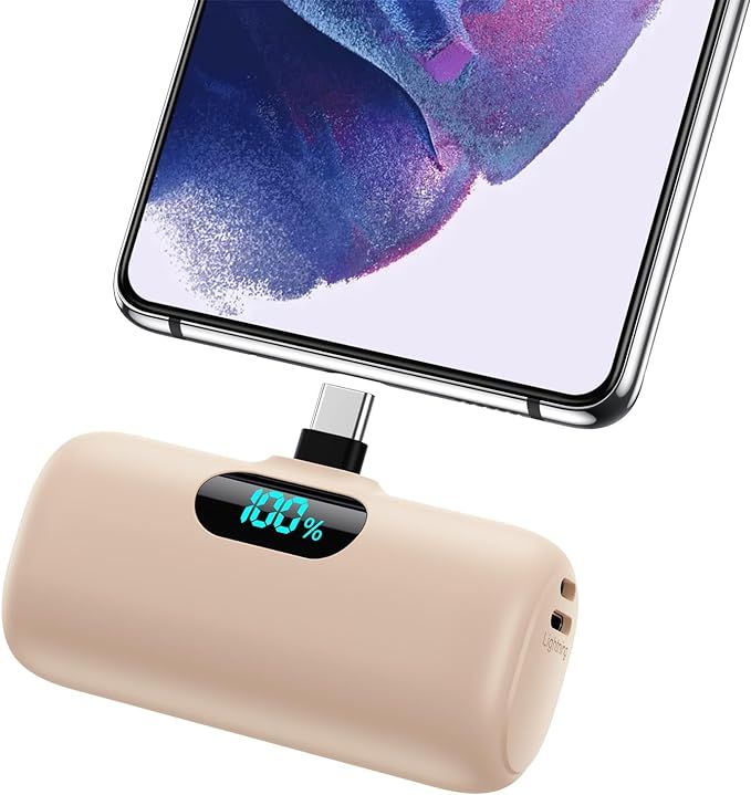 Mini Portable Charger 5000mAh Power Bank, 15W PD USB C Cell Phone Portable Power, LCD Display Bat... | Amazon (US)