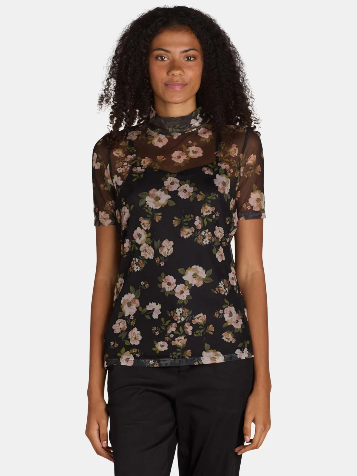 Time and Tru Women's Mesh Tee with Short Sleeves, Sizes S-XXXL - Walmart.com | Walmart (US)