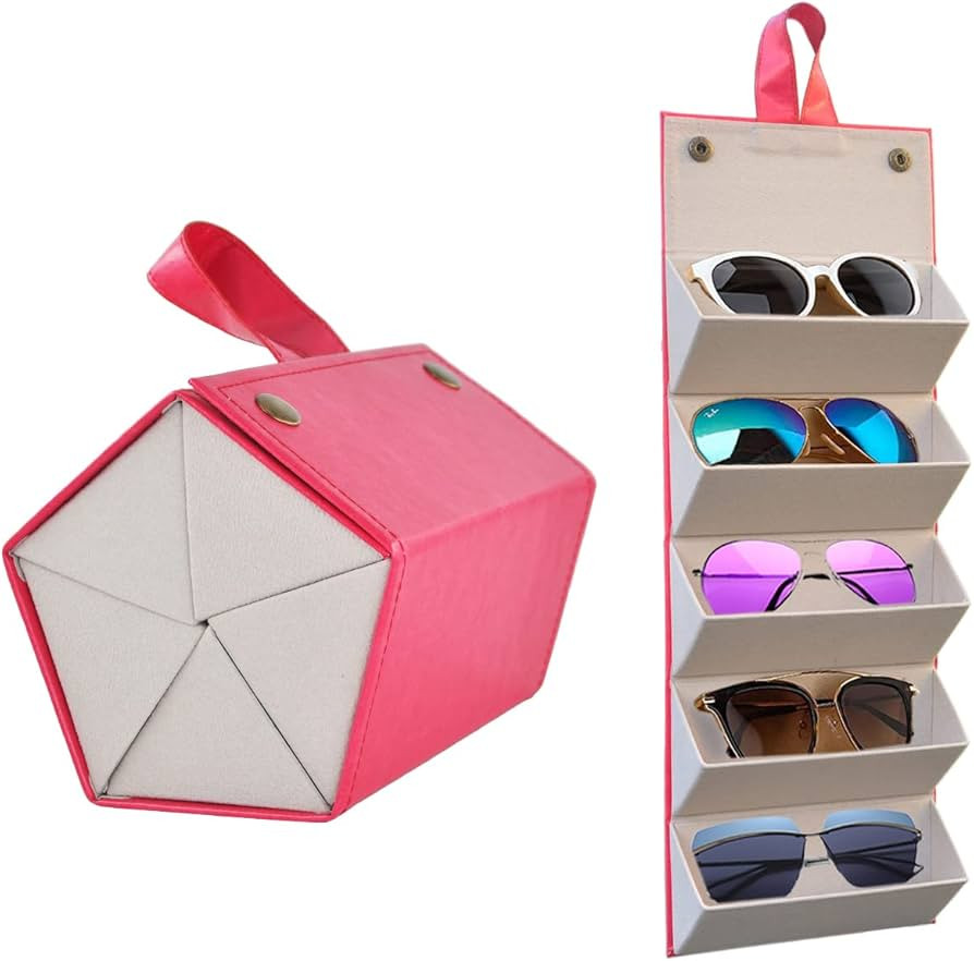 Kenpal Sunglasses Storage Organizer Holder Foldable Travel Case with 5 Slot Compartments for Mult... | Amazon (US)