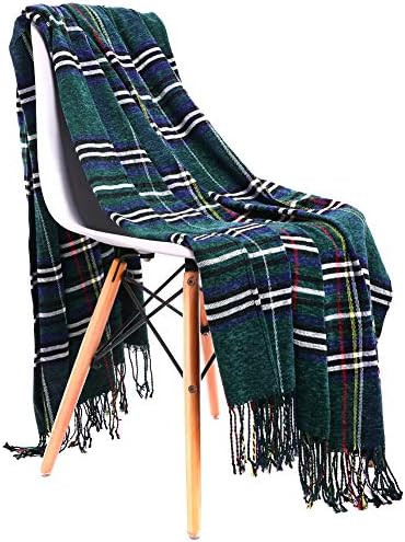 JUDYBRIDAL Plaid Chenille Throw Blanket Extra Soft Blanket All-Season Dual-Sided Home Decor Blank... | Amazon (US)