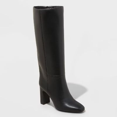 Women's Livia Wide Calf Stovepipe Tall Boots - A New Day™ Black 9.5WC | Target