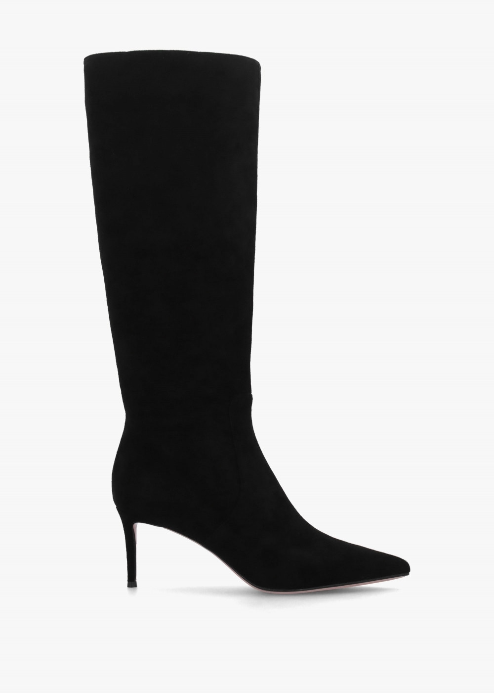 Saffia Black Suede Slim Heel Knee Boots | Daniel Footwear (UK)