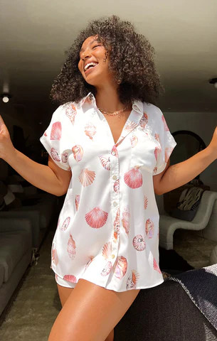 Day Dream PJ Set ~ White Shell Luxe Satin | Show Me Your Mumu