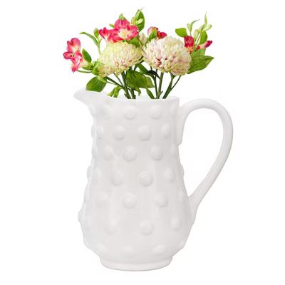 AuldHome Design White Hobnail Ceramic Pitcher, Vintage Retro Farmhouse Style | Target