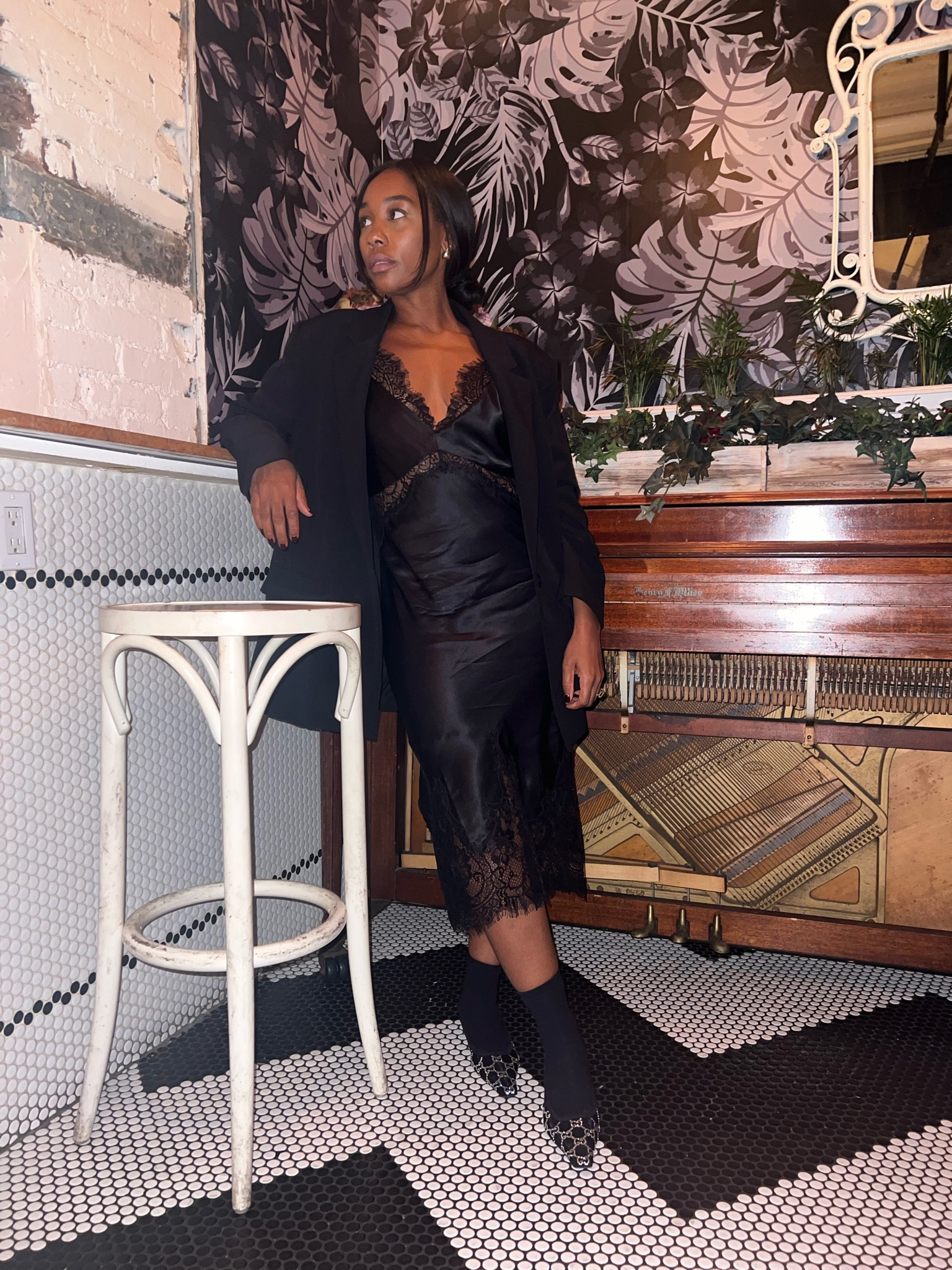 Lace slip dress, oversized blazer, Gucci slingback kitten heels 

#LTKSeasonal #LTKwedding #LTKstyletip