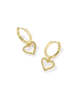 Ari Heart Gold Huggie Earrings in Ivory Mother-of-Pearl | Kendra Scott | Kendra Scott