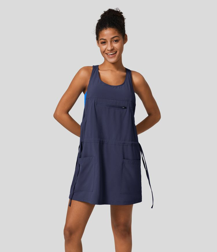 Women’s Breezeful™ Backless Multiple Pockets Drawstring 2-Piece Quick Dry Mini Hiking Active ... | HALARA