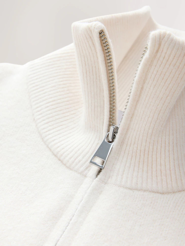 Ecru Supersoft Funnel Zip Neck Jumper | Next AU