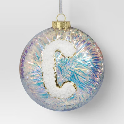 Christmas Monogram Plastic Tinsel Ball C - Wondershop™ | Target