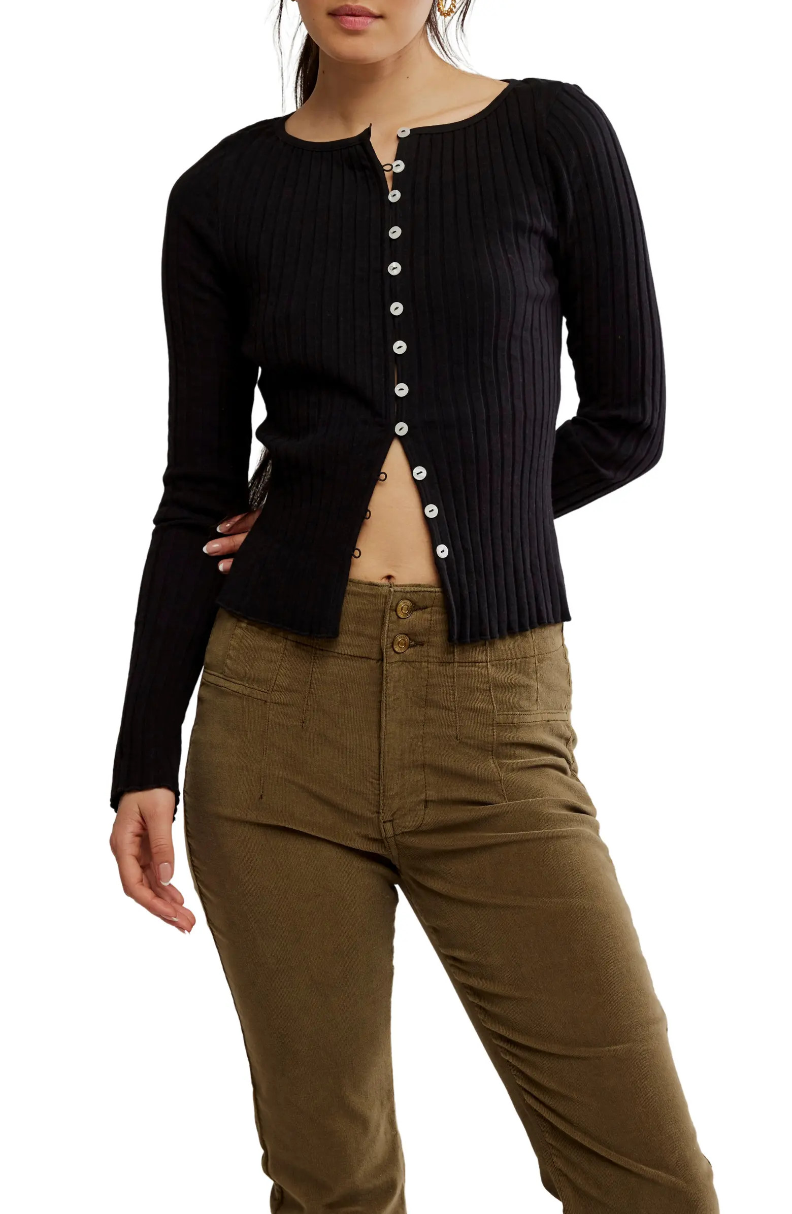 Tilly Rib Long Sleeve Button-Up Top | Nordstrom