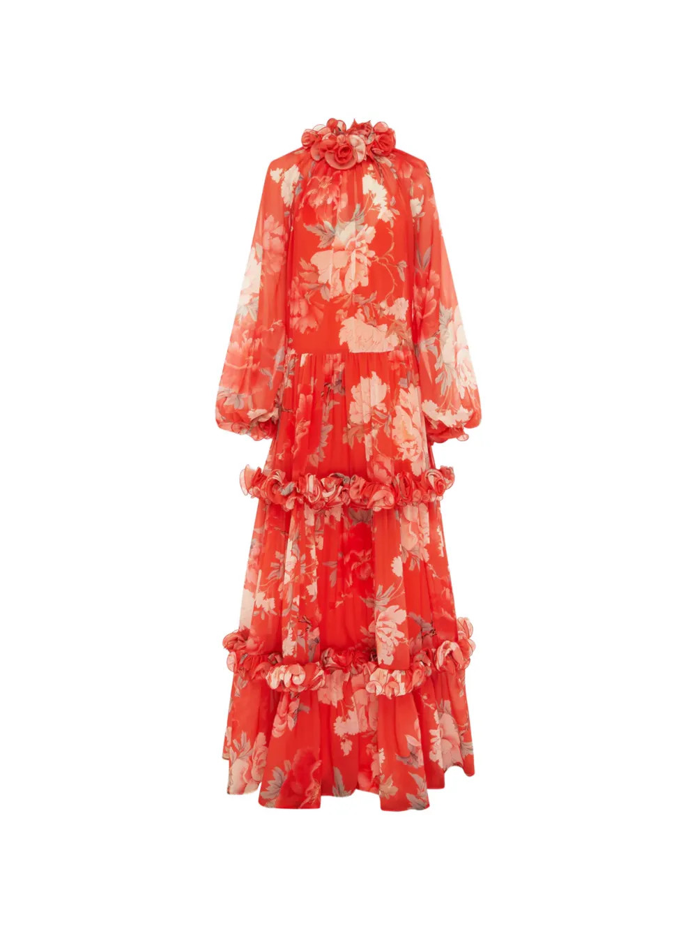 Leo Lin Robe Longue Angela \u00e0 Fleurs | Orange | FARFETCH IT | Farfetch Global