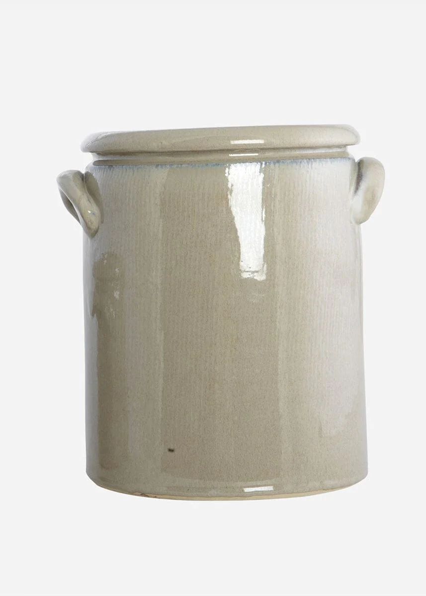 Beige Glossy Clay Flower Crock | Best Vases at Afloral.com | Afloral