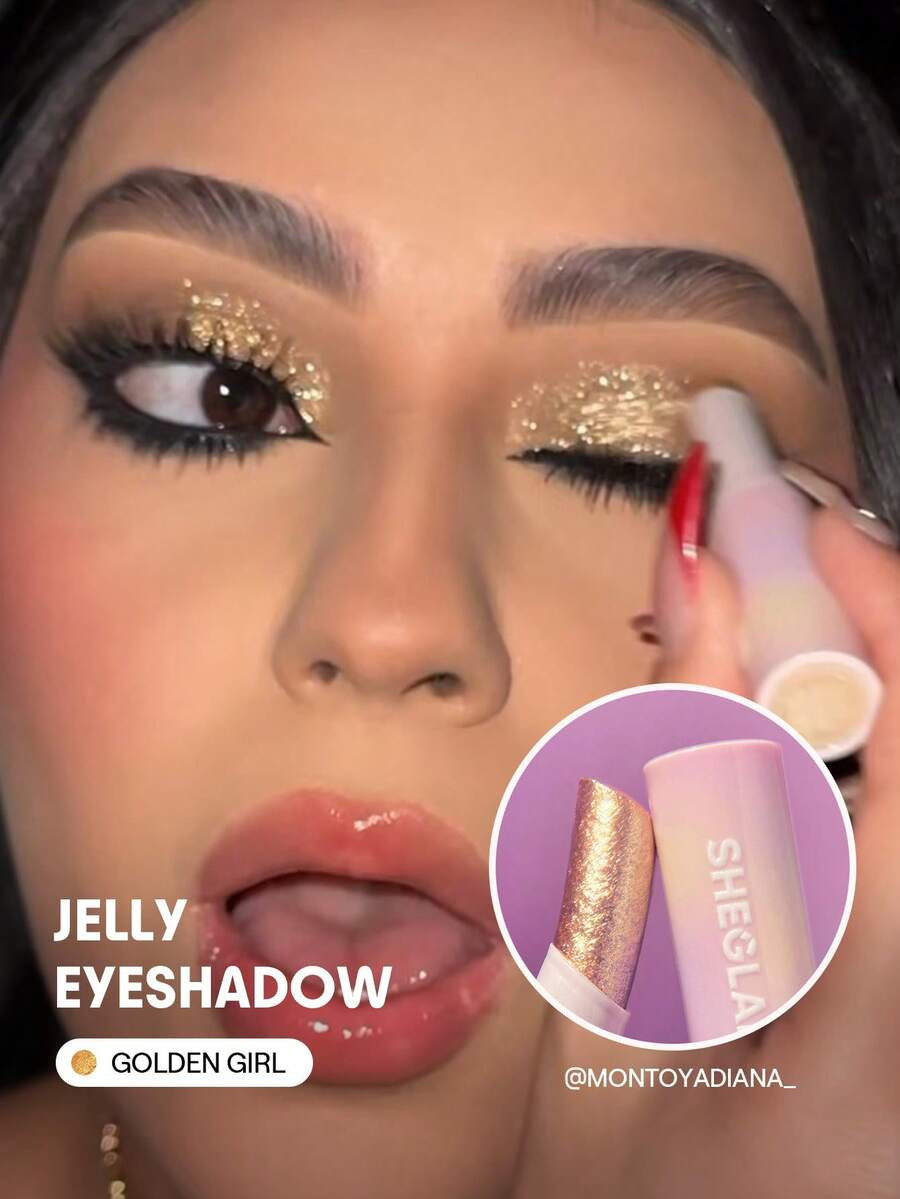 SHEGLAM Crystal Jelly Glaze Stick-Golden Girlmulti-Use Single Eyeshadow Stick Glitter Shimmer Lon... | SHEIN