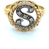 Reserved - Vintage Yellow Gold Diamond Initial S Signet Ring | Etsy (US)