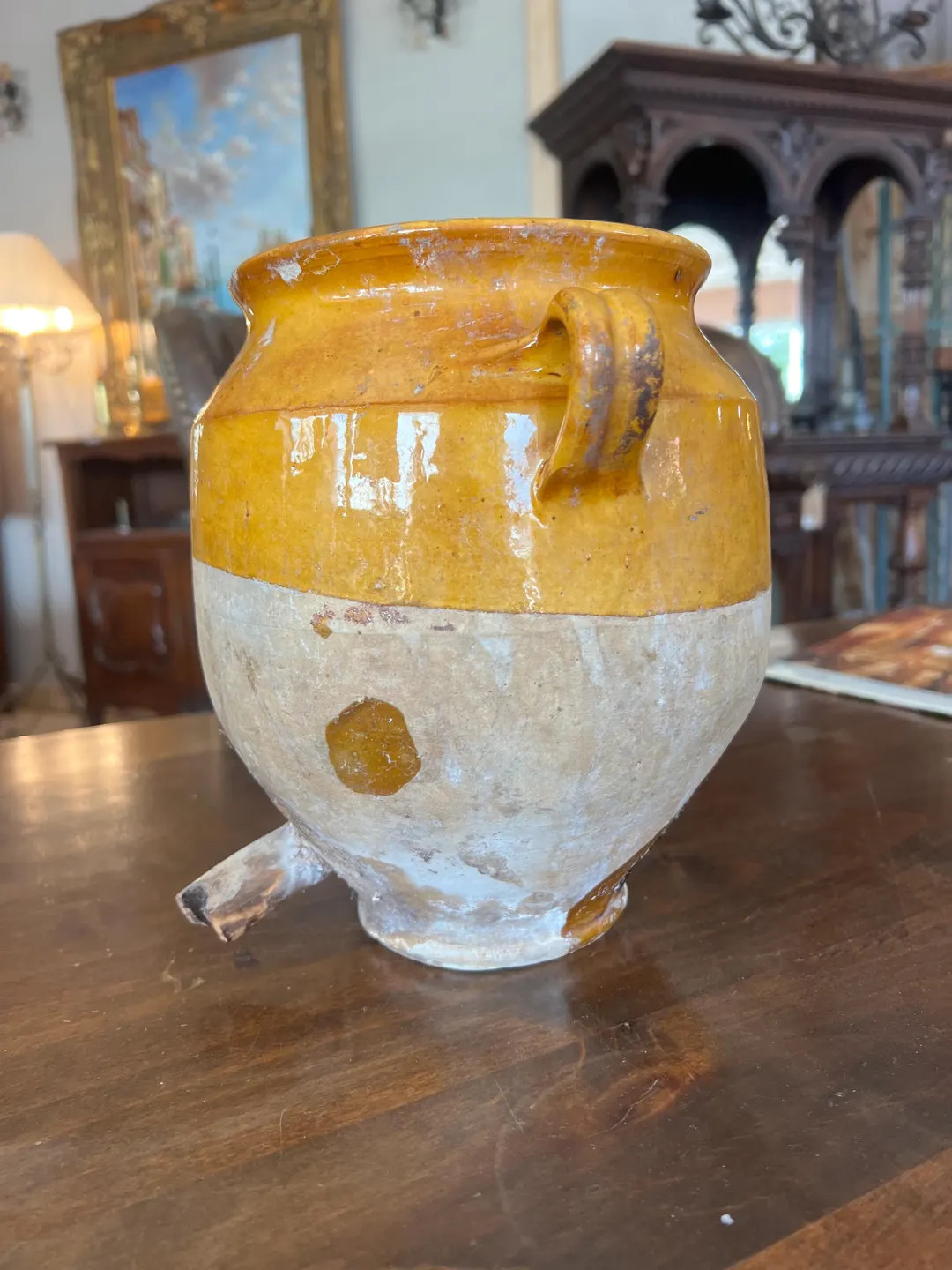 Antique 19th-century Yellow-glaze French Confit Pot With Spout - Etsy | Etsy (US)