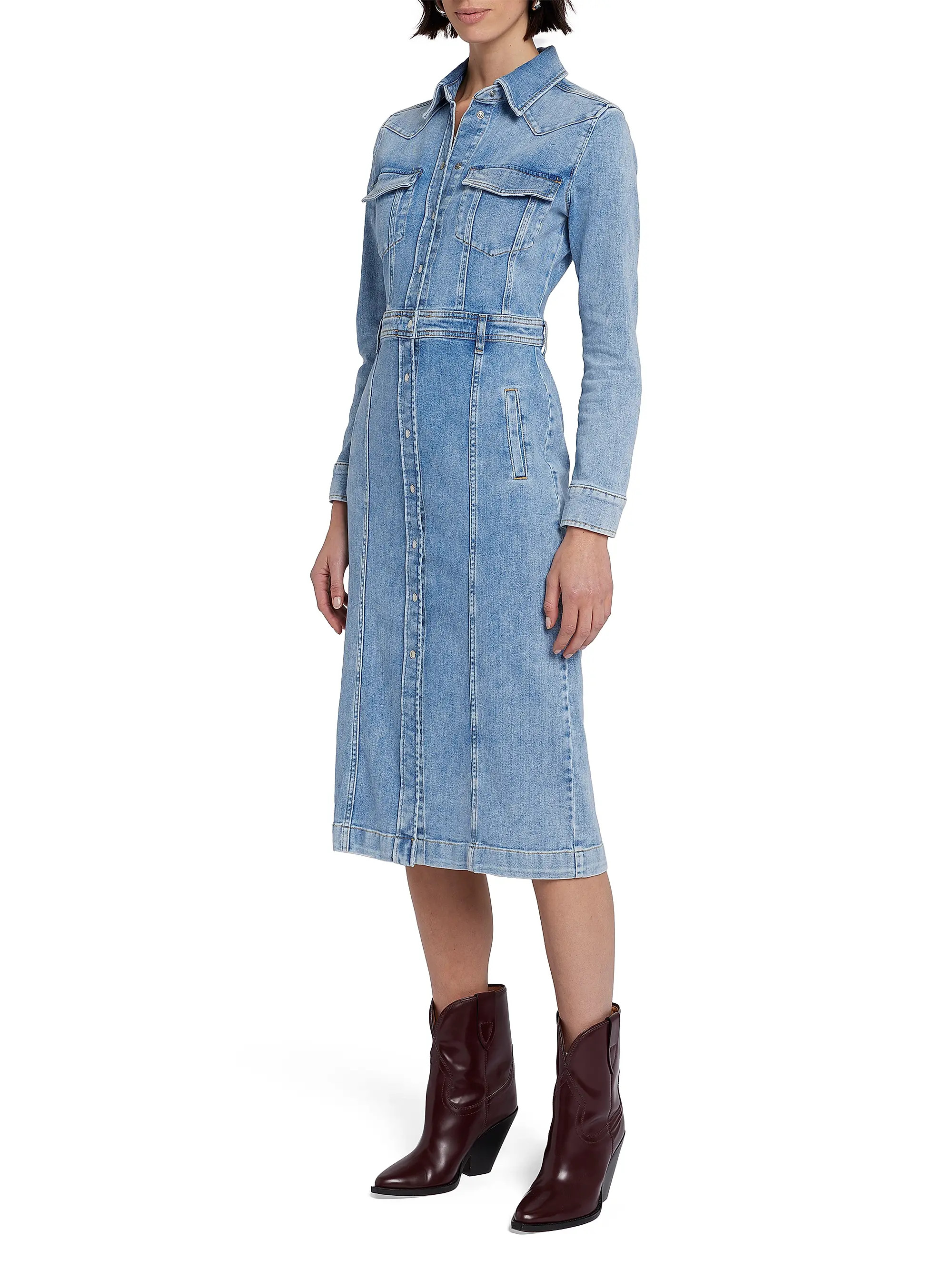 Fitted Denim Midi-Dress | Saks Fifth Avenue