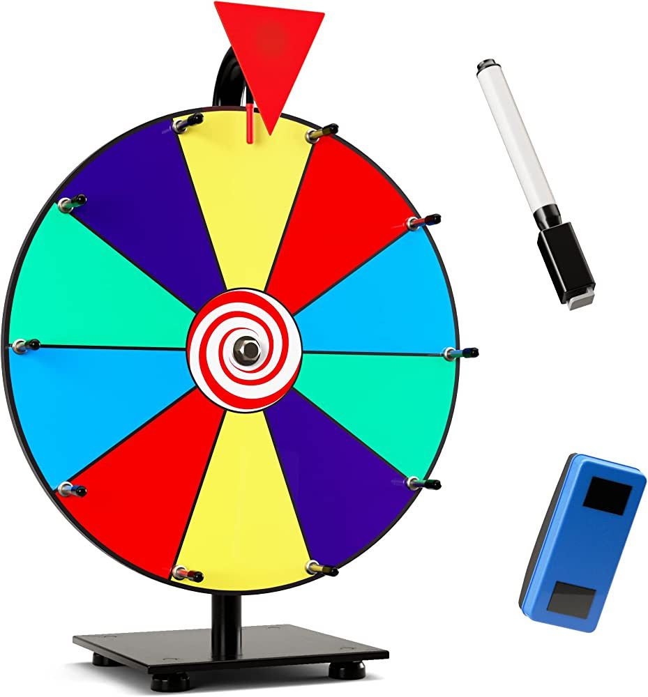 12 Inch Heavy Duty Spinning Prize Wheel - 10 Slots Color Tabletop Roulette Spinner Wheel of Fortu... | Amazon (US)