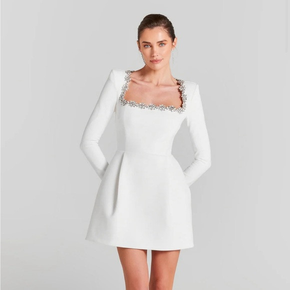 NADINE MERABI Kimberly White Embellished Dress | Poshmark