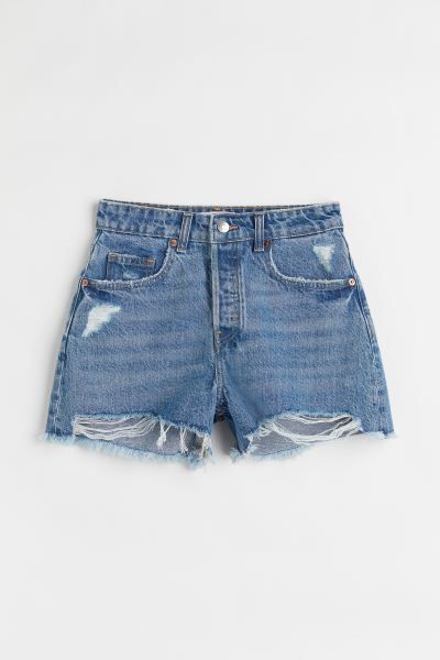 Conscious choice5-pocket shorts in washed cotton denim with hard-worn details, a regular waist, b... | H&M (UK, MY, IN, SG, PH, TW, HK)