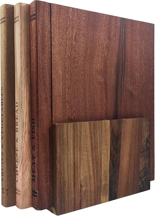 Resafy Book Cutting Board Set of 3,Acacia Wooden Serving Boards for Kitchen | Amazon (US)