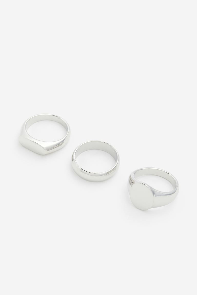 3-pack Rings - Silver-colored - Men | H&M US | H&M (US + CA)