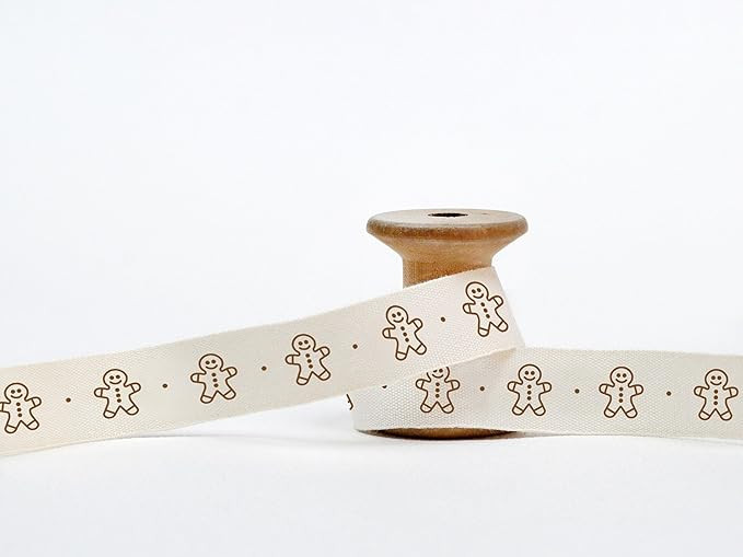 Gingerbread Man Ribbon - 5/8” (15 mm), 10 Yards (9 m) Cotton Christmas Tape for Wrapping, New Y... | Amazon (US)