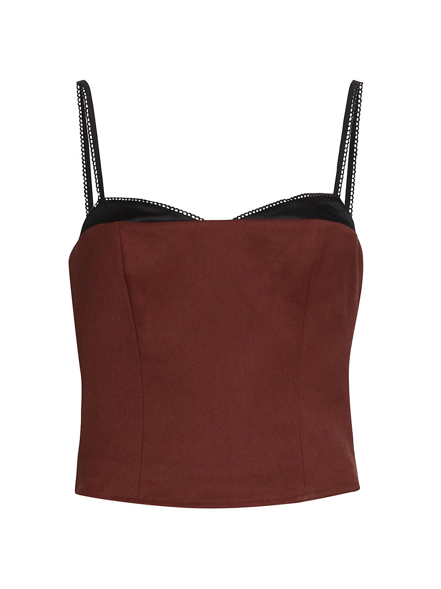 Women's Melanie Sweetheart Crop Top - Red With Black - Size 4 | Saks Fifth Avenue