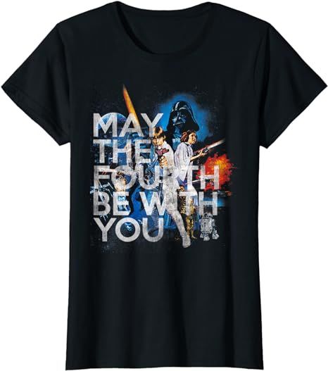 Star Wars May The Fourth Be With You Vintage Movie Poster T-Shirt | Amazon (US)