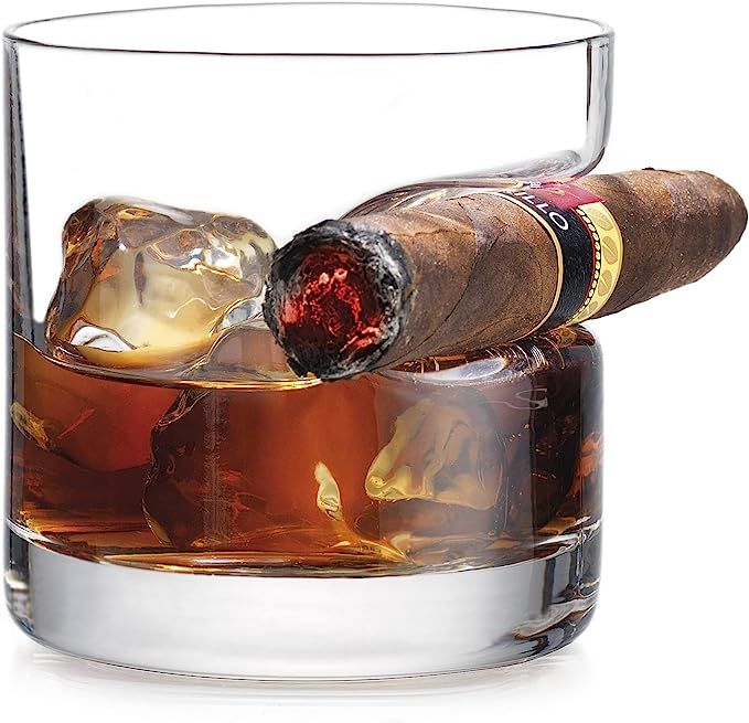 Godinger Cigar Whiskey Glass - Old Fashioned Whiskey Glass With Indented Cigar Rest | Amazon (US)