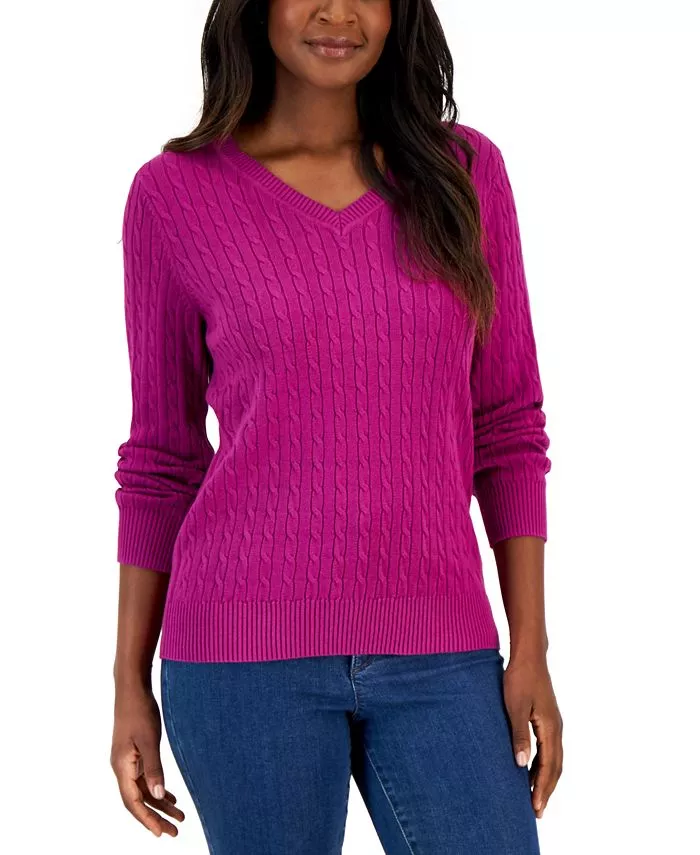 Karen Scott Women's Cable V-Neck … curated on LTK