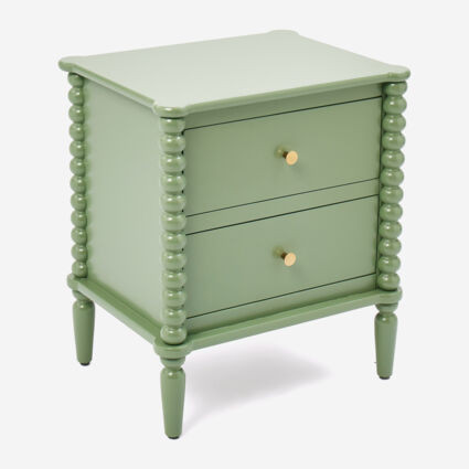 Sage Green Two Drawer Bedside Table 58x51cm | TK Maxx