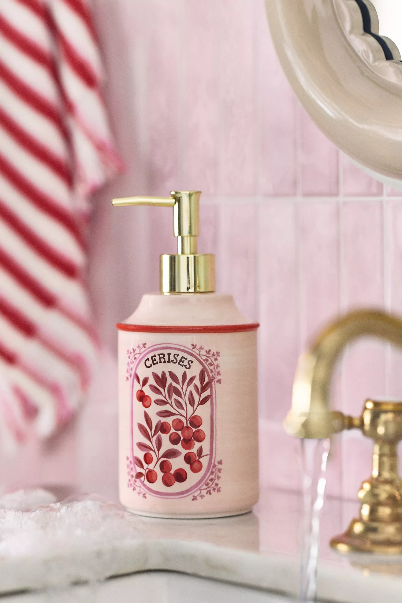 Cerise Ceramic Soap Dispenser | Anthropologie (US)