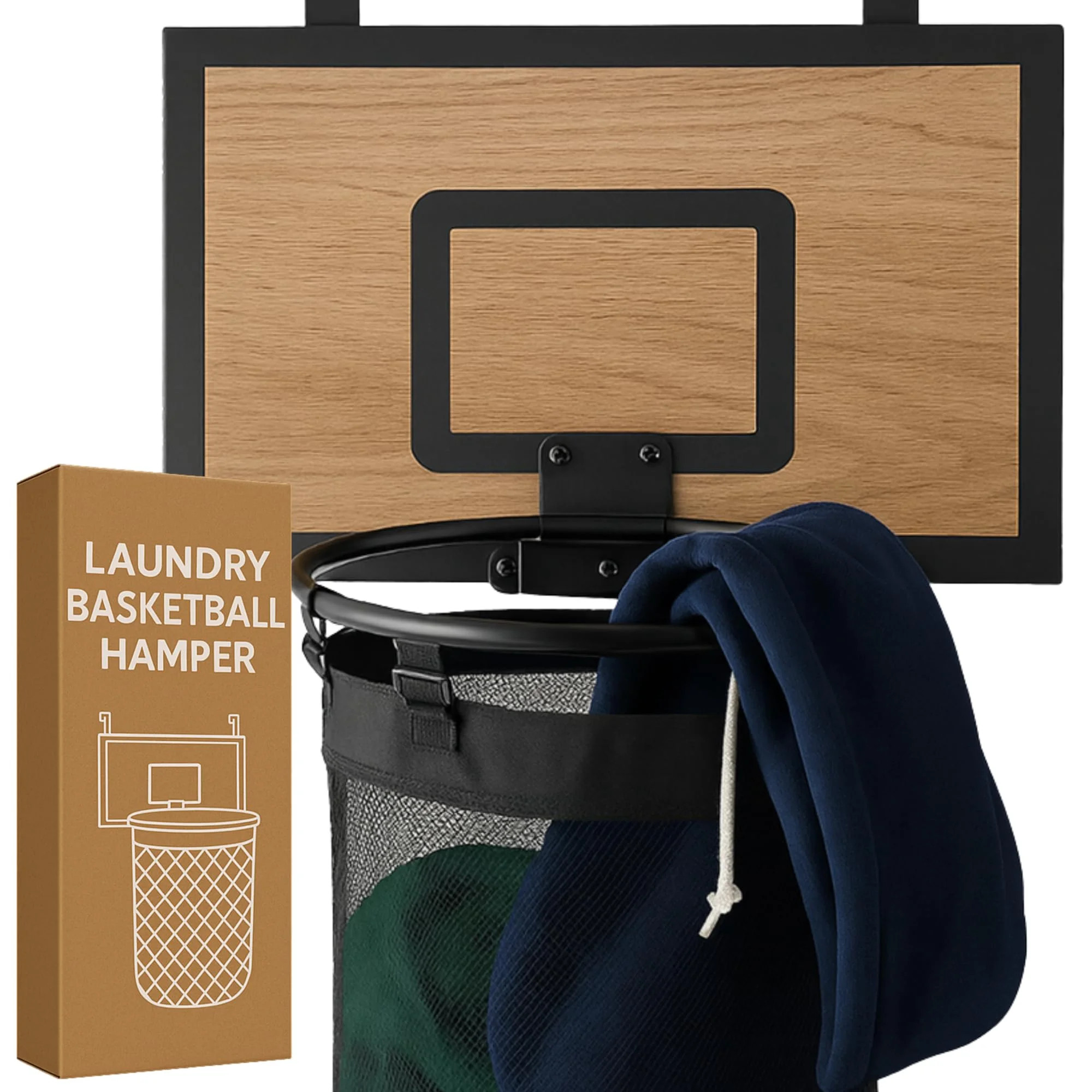 Basketball Laundry Hamper ,Wooden Basketball Laundry Hamper with Zipper for Kids Room,Dorm Rooms,... | Walmart (US)