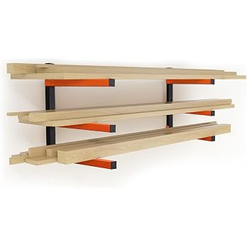 HOME RIGHT 2 Pack Lumber Rack,Wood Organizer and Lumber Storage Rack Wall Mount with 3-Level,Oran... | Amazon (US)