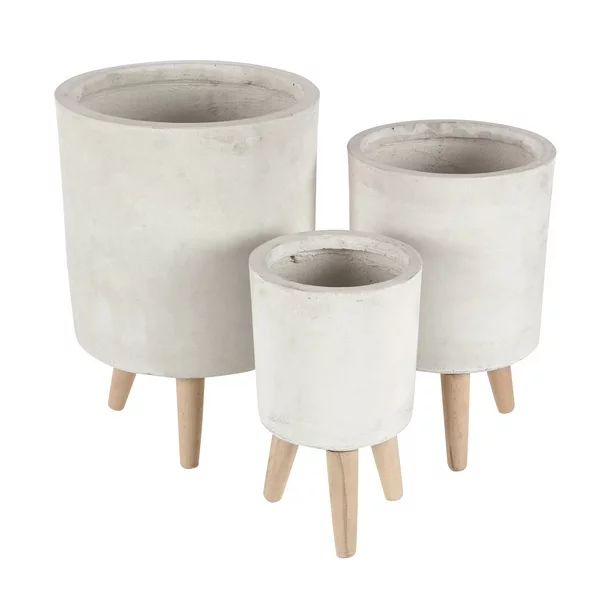 DecMode Fiber Clay Contemporary Planter, White, Set of 3 - Walmart.com | Walmart (US)