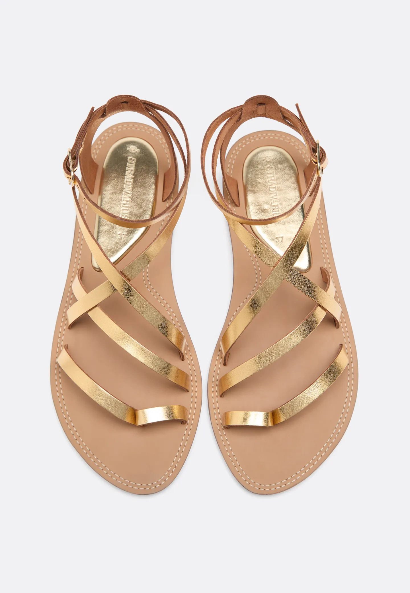 Flat leather tie-up sandals - Women's fashion | Stradivarius United Kingdom | Stradivarius (UK)