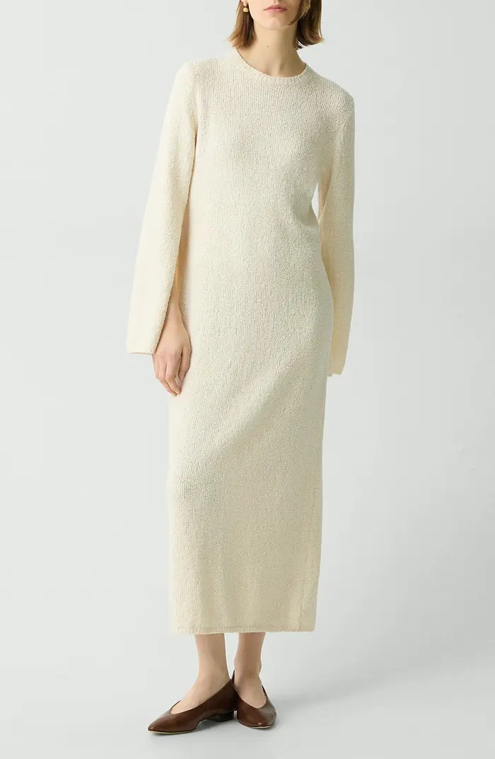 Long Sleeve Organic Cotton Blend Bouclé Sweater Dress | Nordstrom
