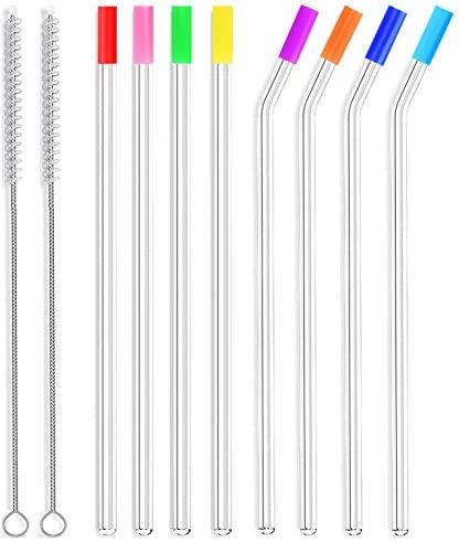 ALINK Skinny Clear Glass Straws, 10.5" x 7 mm Long Reusable Drinking Straws for 30 oz RTIC/YETI Tumb | Amazon (US)
