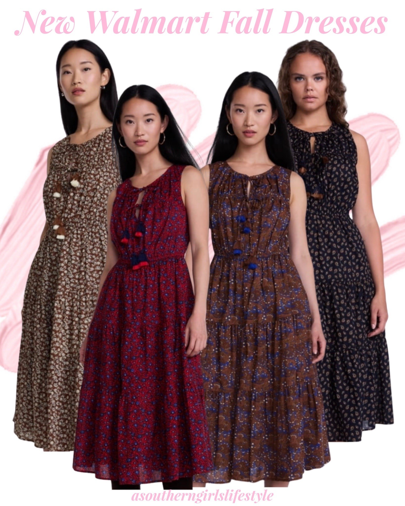 New right at $25 Fall Dresses from Walmart - love all 4 colors! Great for these hot days with sandals or mules & later with a cardigan or jacket & booties 

Floral & Paisley Scenario Sleeveless Tie Neck Tiered Midi Dress

Fall Outfits Women. Fall Dresses.

#LTKxWalmart #LTKSeasonal #LTKPetite