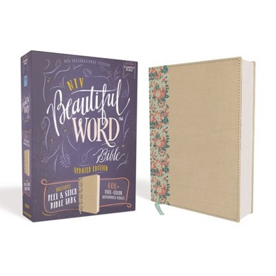 Niv, Beautiful Word Bible, Updated Edition, Peel/Stick Bible Tabs, Leathersoft Over Board, Gold/Floral, Red Letter, Comfort Print - by  Zondervan | Target