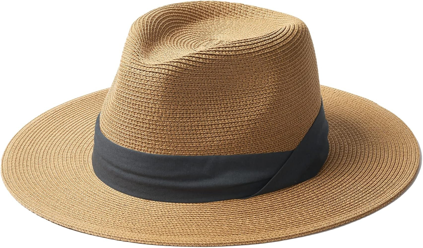 FURTALK Panama Hat Sun Hats for Women Men Wide Brim Fedora Straw Beach Hat UV UPF 50 | Amazon (US)