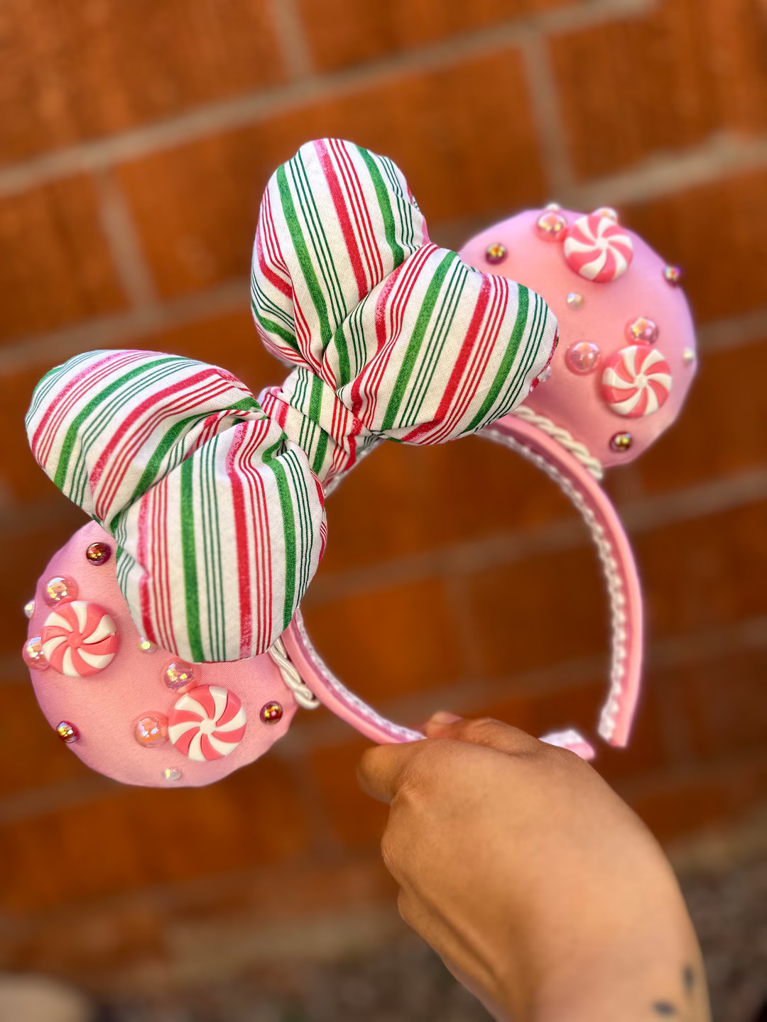 Pink Peppermint Minnie Ears - Etsy | Etsy (US)