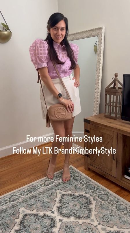 This top is the cutest! I love the grid pattern and puff sleeves 💕 The color is cute for spring and summer 🌸 

Who is wearing pink on Wednesdays? 💕

This top is cute for events, parties, or a girls night out. Spring outfit, summer outfit, feminine style, BrandiKimberlyStyle 

#LTKstyletip #LTKSeasonal