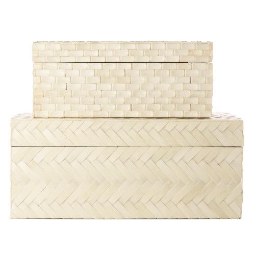 Two's Company Basketweave Set of Two Bone Boxes Includes 2 Patterns (Special Order) | Gracious Style