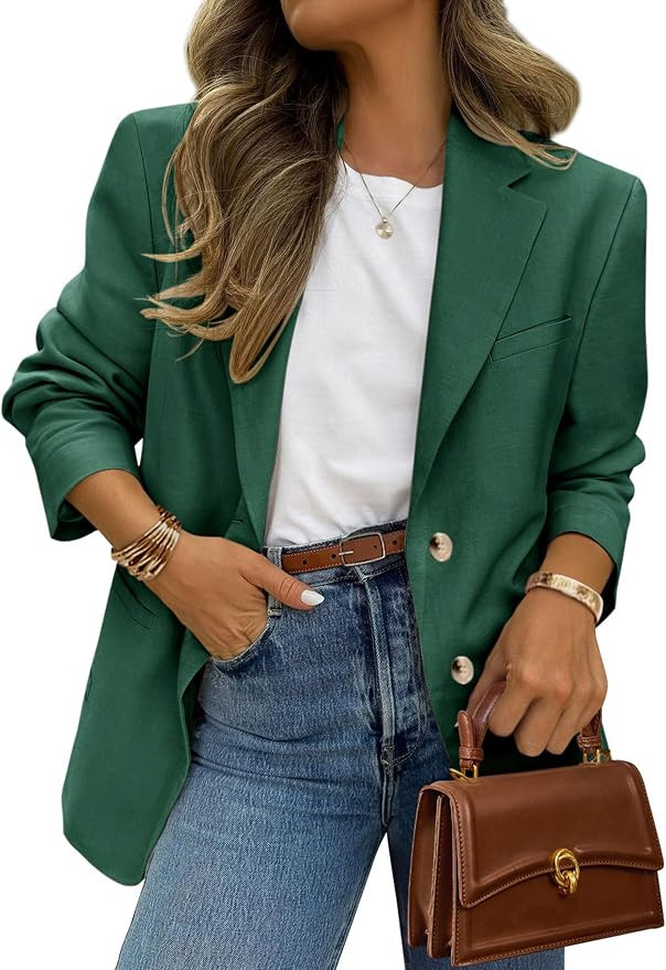 PRETTYGARDEN 2026 Blazers for Women Business Casual | Long Sleeve Button Down, Breasted Notch Lap... | Amazon (US)